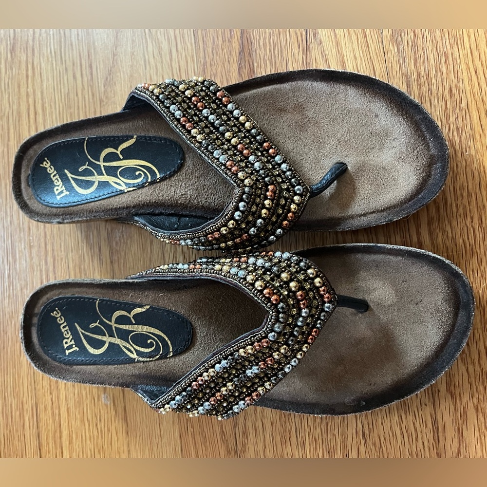 Beaded Brown Sandals